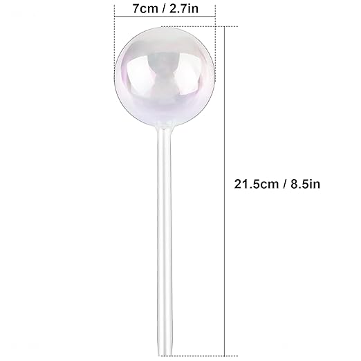 Tomorotec [4 PCS] Light Iridescent Rainbow Gradient Color Clear Glass Self-Watering System Spikes, Automatic Plant Waterer Bulbs