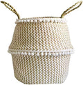 1pc Handmade Bamboo Storage Baskets Nordic Foldable Laundry Straw Wicker Rattan Seagrass Belly Garden Flower Pot Planter Basket