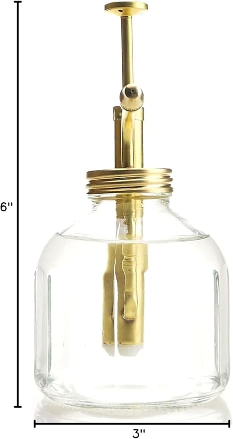 Plant Mister- Clear Color Glass Bottle & Brass Sprayer (Matt Gold)