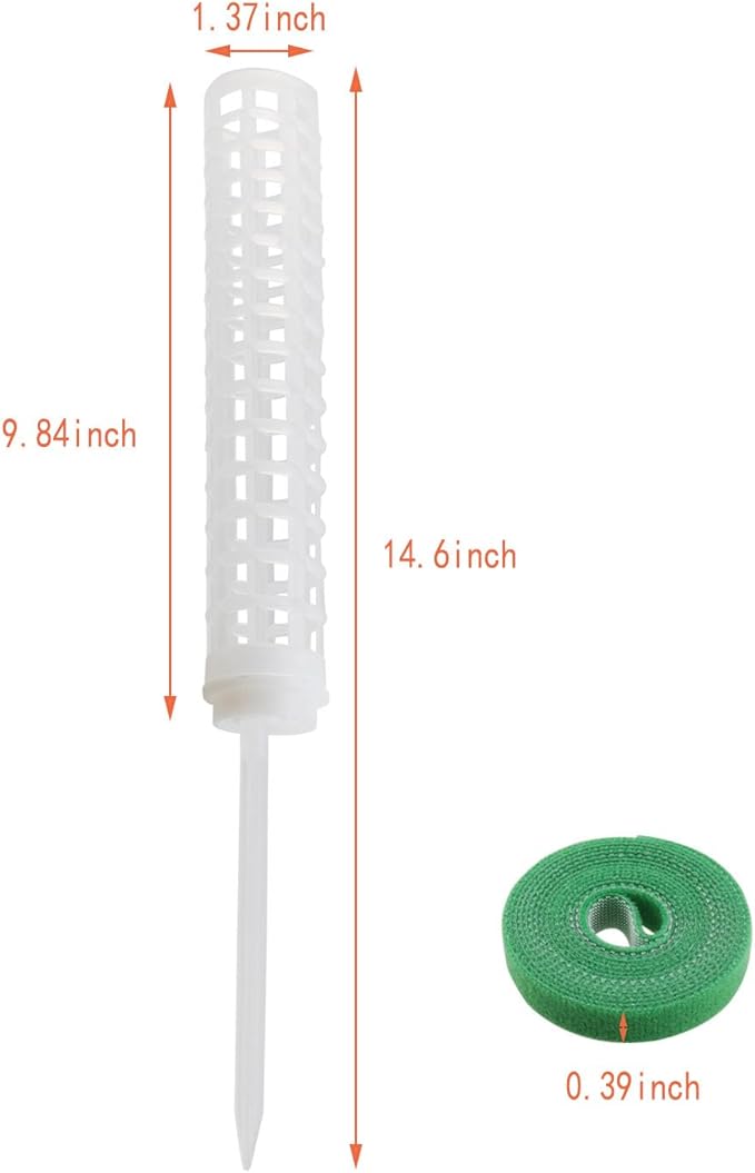 DGZZI 2PCS Plastic Moss Pole 14.6inch Vine Plant Holder with Garden Ties Climbing Shaped Plastic Climbing Plant Pole for Green Potted Plants Growing Up White