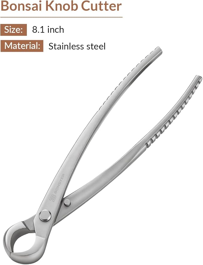 6-Piece Bonsai Tool Set – Concave Cutter, Knob Cutter, Pruning Shears, Trunk Splitter, Root Rake & Precision Tweezers – Professional Stainless Steel Bonsai Tools for Pruning & Repotting