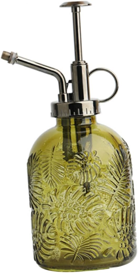 Toyvian 350ml Glass Plant Mister Spray Bottle Leaf Pattern for Indoor Gardening and Potted Plants Hand Pump Sprayer for Watering and Moisturizing
