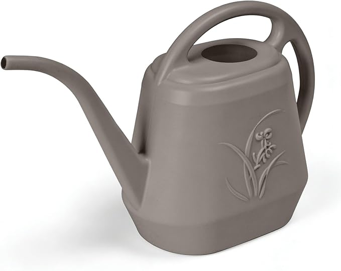 Hand Plastic Watering Can - for Indoor and Outdoor Home Garden Plants - with Long Spout - Coffee Color - 1/2 Gallon
