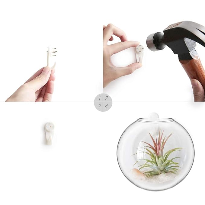 Mkono Wall Hanging Planter Propagation Station Glass Flower Vase for Hydroponics Plants, Bathroom, Home Office Living Room Decor Gift, Oblate Set of 4(Plants not Included)