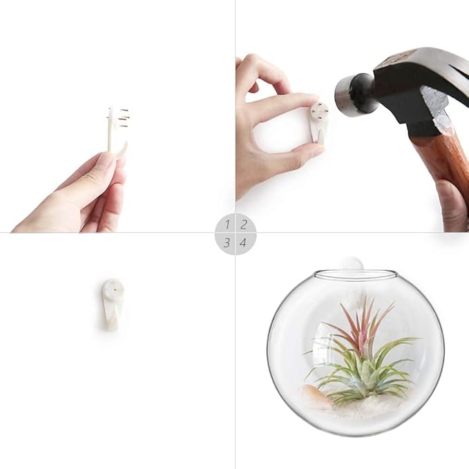 Mkono Wall Hanging Glass Terrariums Planter Oblate Flower Vase for Hydroponics Plants, Bathroom, Home Office Living Room Decor, Set of 6(Plants not Included)