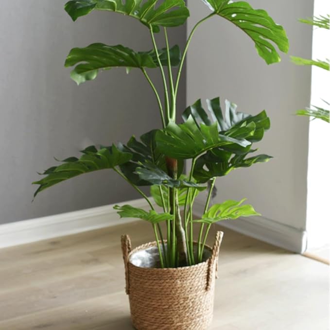 Hand Woven Seagrass Storage Basket Flower Baskets Plant Pot Succulent Organizer For Home Living Room Decorate Landscape Handmade(Natural,11.81''X10.63'')