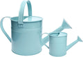 Small Metal Watering Can Set, Pink, 1.2L and 0.23L Garden Cans with Long Spout, Indoor Outdoor Plant Care (Green Blue)