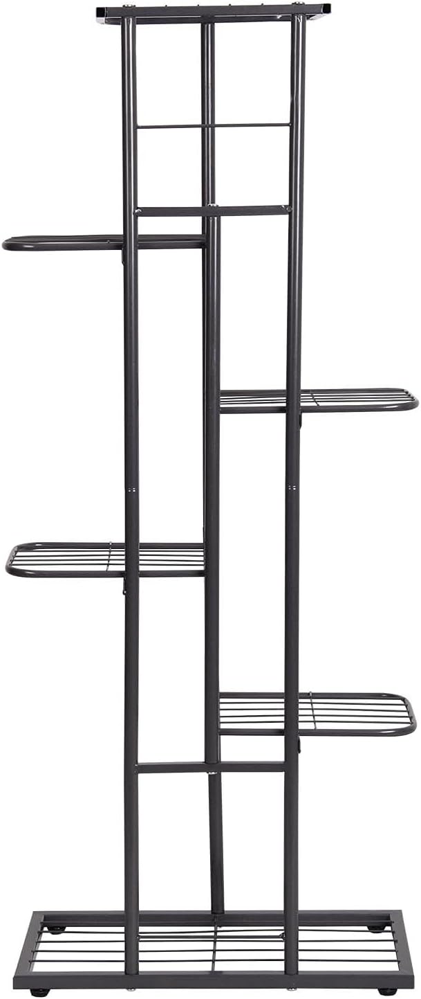 MTB Garden 6 Tier Metal Plant Stand for Indoor Outdoor Flower Pot Display Planter Shelf, Charcoal Grey