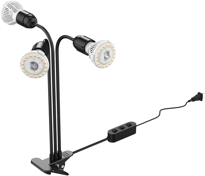 SANSI LED Grow Lights for Indoor Plants, 450W Full Spectrum Gooseneck Clamp Grow Lamp, 30W Power Plant Light with High PPFD for Seeding, Lifetime Free Bulb Replacement Plant Lights for Indoor, 3 Head