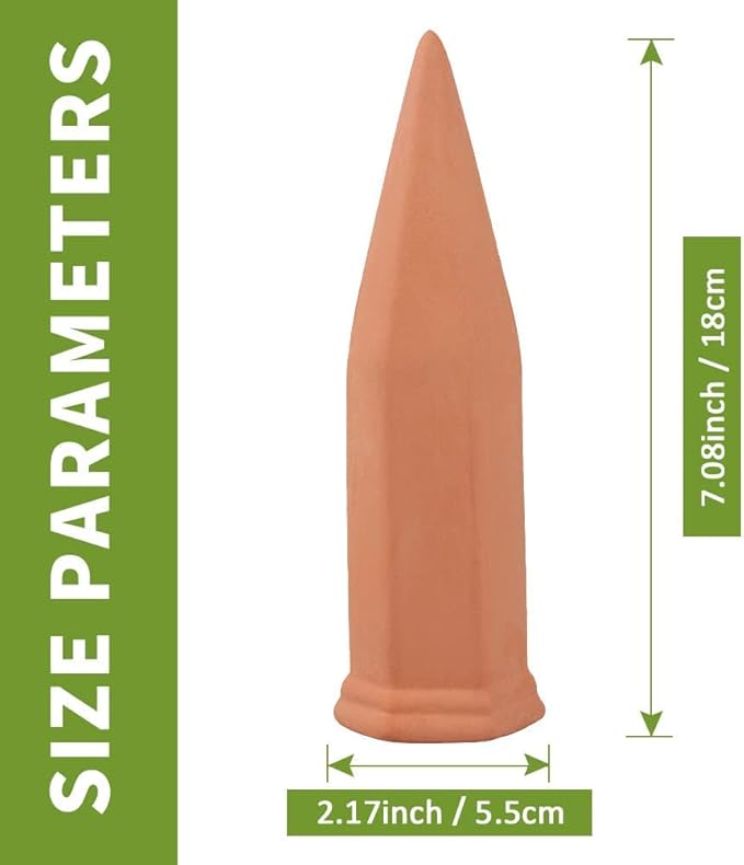 Tcamp 10 Pack Terracotta Watering Spikes, Plant Watering Devices Wine Bottle Automatic Plant Self Watering Spikes for Vacations, Self-Watering Stakes for Indoor Outdoor Plants