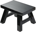 Small Stool Wooden Step Stool Footstool Solid Wood 8 inch for Kids Adults Plant Stand Fishing Stool (Black)
