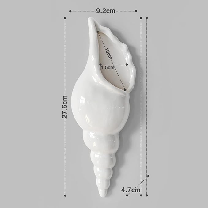 Ceramic Hanging Planter Wall Planter Modern Flower Plant Pots Seashell Conch Flower Vase Home Decor Living Room Background Wall Decorated Plants Planter Hanging Planters (C)