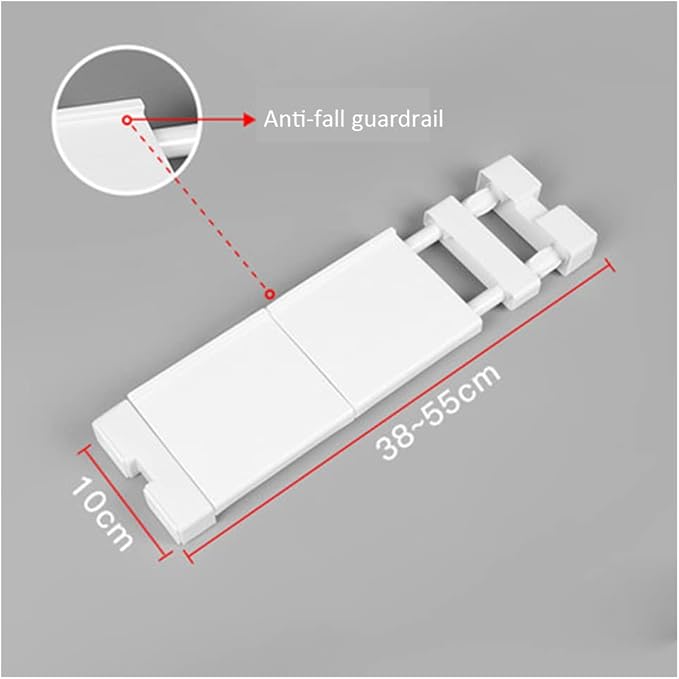 Extendable Narrow Closet Tension Shelf Slim Cupboard Divider Rod Adjustable Cabinet Organization Storage Rack Windowsill Bathroom Shelving Unit for Small Space - White