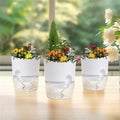 3 Pack - 5.5 Inch Self Watering Planter Pots for Indoor Plants - African Violet Pots with Wick Rope - White