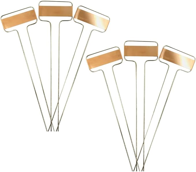 Pack of 25pcs Metal Plant Labels Garden Markers Reusable Nursery Stakes Tags Name Plate for Greenhouse Flower, Herbs, Vegetables, Seedlings, Shrubs (S(6.1x2.56x0.08inch), Copper)