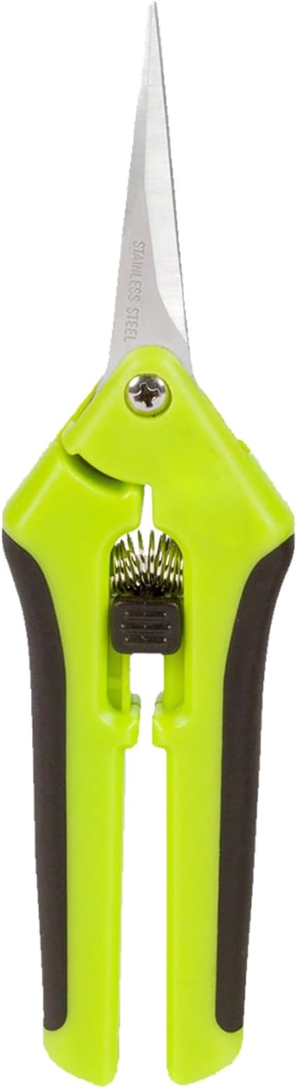 Green Micro Tip Garden Shears for Precise Trimming - Lightweight, Stainless Steel Hand Pruners, Flower Trimmers, and Bonsai Snippers