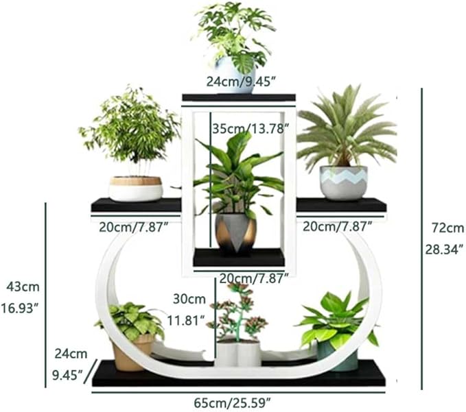 4 Tier Plant Stand Indoor, Multi Layered Iron Flower Pot Racks for Plants Multiple, Large Metal Tall Curved Oval Plant Shelf, Multiple Organizer for Garden Patio Lawn Balcony Office