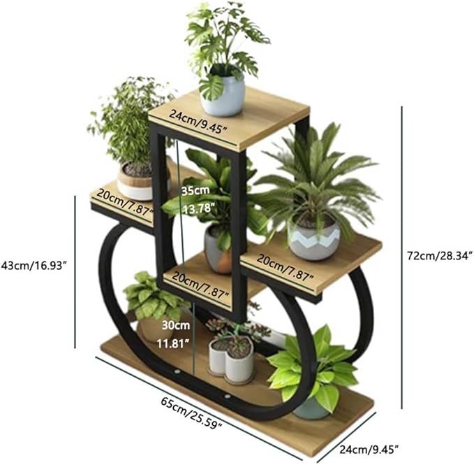 4 Tier Plant Stand Indoor, Multi Layered Iron Flower Pot Racks for Plants Multiple, Large Metal Tall Curved Oval Plant Shelf, Multiple Organizer for Garden Patio Lawn Balcony Office