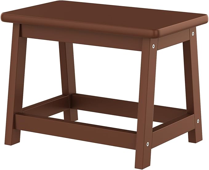 Wooden Step Stool, Foot Stool, Shoe Bench, Small Side End Table, Small Sofa Foot Stool for Bathroom Living Room Bedroom Kitchen Entryway Modern Sturdy 16.5x11x11.8inchs (Coffee)