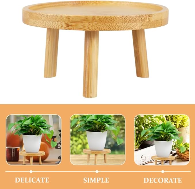 DOITOOL 5 Inch Wooden Indoor Plant Stand Succulent Pot Holder Decorative Flowerpot Raiser Tray for Living Room Patio Garden Display
