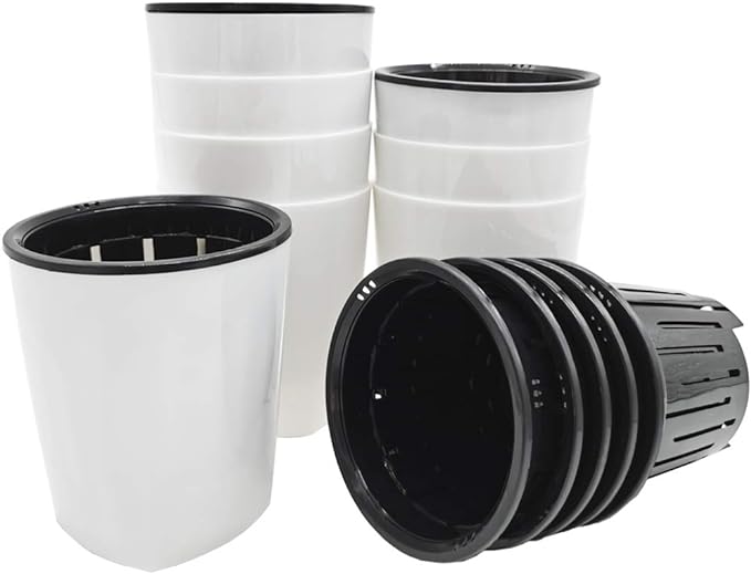 OJYUDD 8 Pack 4 Inch Self Watering Plastic Planter with Inner Pot White Flower Plant Pot,Modern Decorative Flower Pot for All House Plants,Flowers,Herbs,African Violets