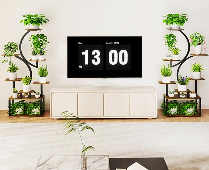 Plant Stand Indoor with Grow Light, 8 Tiered 62" indoor plant stand for Plants Multiple, S-Shaped Metal Plant Shelf Display Rack Holder, Indoor Outdoor Plant Stands (2 pack)