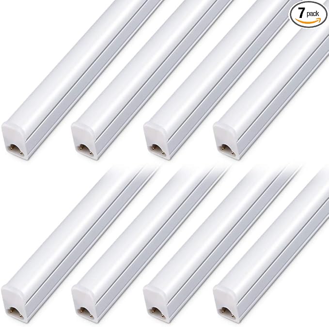 Kihung (Pack of 8 LED Shop Light T5 4FT, 20W, 2200LM, 4000K Cool White, Utility led Shop Light, LED Ceiling Light and Under Cabinet Light, Corded Electric with Built-in ON/Off Switch
