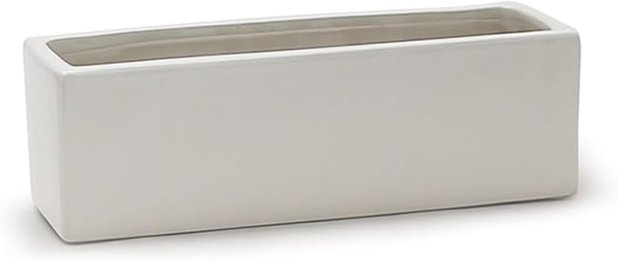 WGVI Long Rectangle Ceramic Planter Vase in White 12" x 4" x 4"H, Block Rectangular Terrarium Box Pot, Flower Arrangement, Table top Centerpiece, Home Decor Organization Storage Container, 6 Pcs.