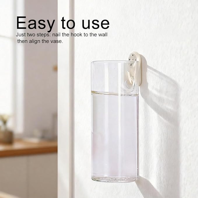 Wall Planters for Indoor Plants, 2 Pack Glass Wall Planters for Propagation, Hanging Terrarium Planters with Hooks for Hydroponic Plants, Flowers, Home Office Bathroom Decor