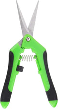 HARFINGTON Pruning Shears 6.5" Stainless Steel Gardening Hand Scissors with Straight Precision Blades & Lock Garden Clippers for Cutting Flowers Trimming Plants, Green