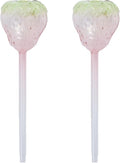 2 Pcs Pink Strawberry Self Watering Plant Globes,Glass Watering Bulbs Watering Spikes, Automatic Watering Devices for Indoor Plants/Travel Vacation