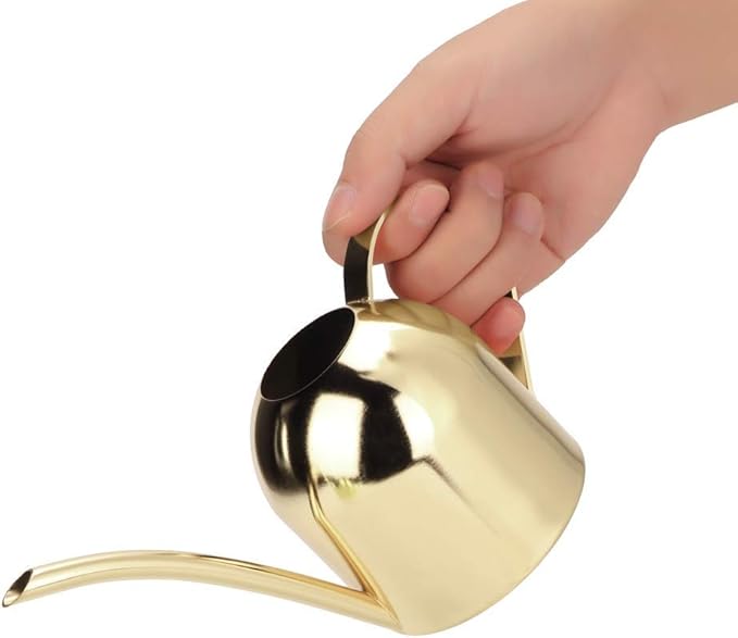 Watering Can for Indoor Outdoor Plants, Stainless Steel Long Spout Watering Cans for House Plants Long Spout Water Can for Succulent Bonsai Garden Flower, 17oz/500ml (Gold)