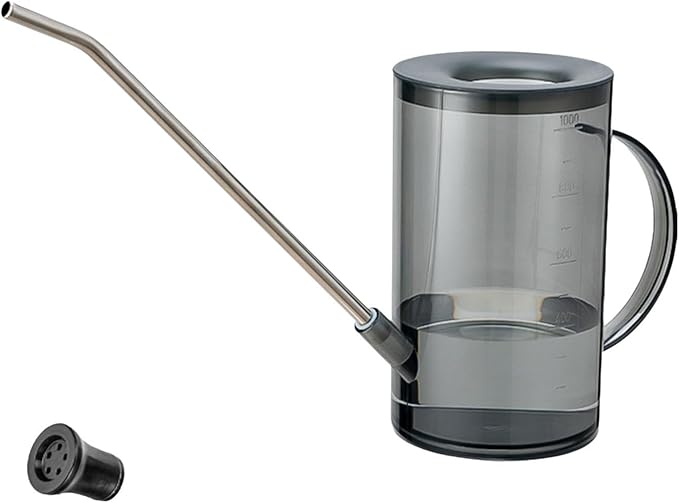 Long Spout Watering Cans | Small Can for Indoor Plants | 1L Clear with Handle Scale Detachable Lid | Plant Watering Devices for Flowers Succulents | Gardening Supplies