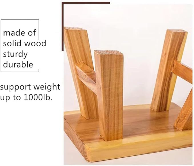 Sturdy Step Stool Footstool Solid Wooden 11 inch for Kids Adults Plant Stand Plant Stand Fishing Stool (Natural), Small