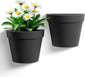 Asnext 2 Pack Plastic Wall Planter for Indoor Plants, 7.5 Inch Hanging Wall Planter Pots, Wall Mounted Succulent Planters (Black)