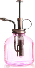 Plant Mister- Pink Glass Bottle & Brass Sprayer (Antique Copper)