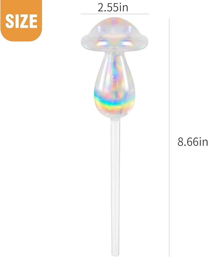 Rainbow Plant Watering Globes, Rainbow Gradient Color Plant Watering Bulb Devices,Mushroom Self Watering Spikes Iridescent, Pack of 4