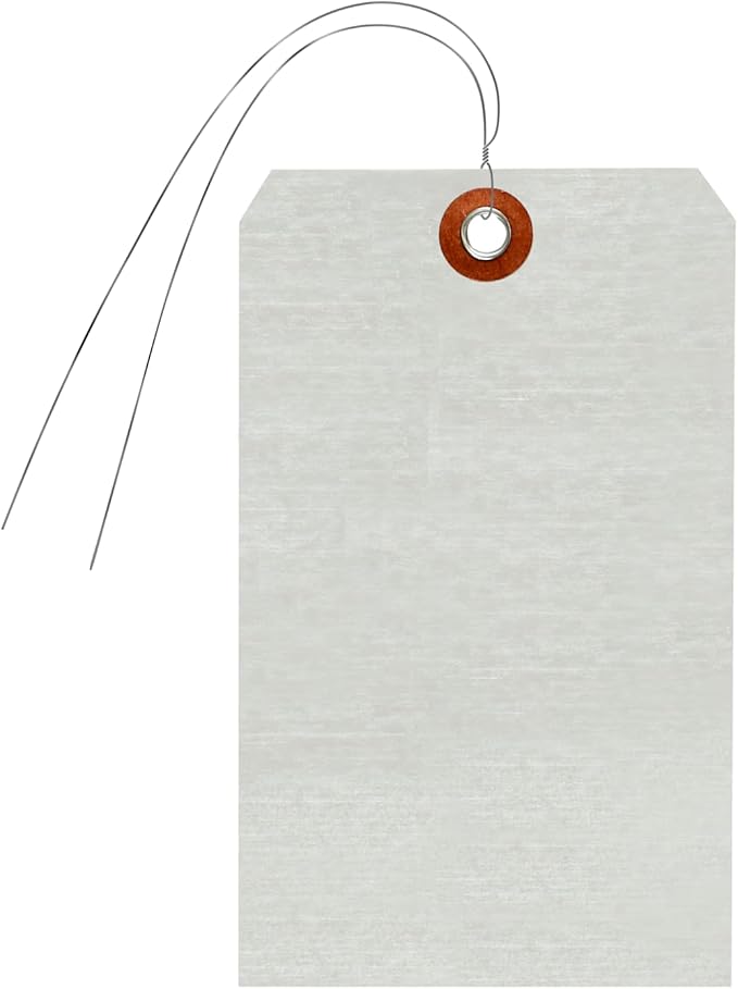 SmartSign Debossable Dead-Soft Aluminum Indentable Blank Write-On Marking Tags | 3" x 5", Pack of 100 Pre-Wired Tags