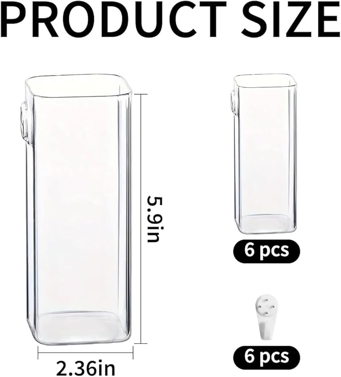 6 Pcs Glass Wall Mounted Planters, Hanging Glass Tubes Flower Vase, Wall Vase for Plants Indoor, Propagation Wall Planter Container for Hydroponics Plants, Garden Wedding Decor