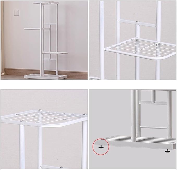 MTB Garden 4 Tier Metal Plant Stand for Indoor Outdoor Flower Pot Display Planter Shelf, White