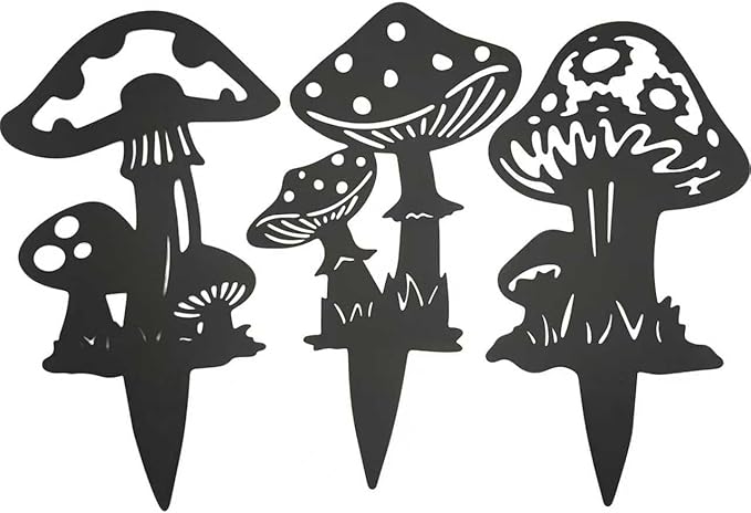 Decorative Garden Stakes， Fairy Garden Stakes, Butterfly Fairy Stakes for Weather Resistant Black Metal Outdoor Decorative Art for Women Gift (Matte Black, 3P-C)