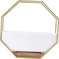 Modern Wall Planter Metal Wire Octagon Design Wall-Mounted Shelves with Ceramic Flower Pot Geometric Hexagon Wall Decor (Color : Golden)