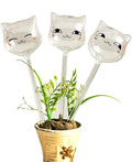 3PCS Cute Cat Transparent Mini Plant Watering Globes Self Watering Planter Insert Glass Spikes, Hand Blown Clear Automatic Water Bulbs for Outdoor Indoor Plants (Colorful)