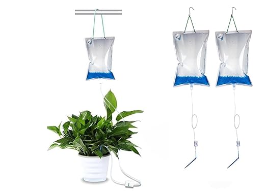 1L Self Watering Plant Bags – Automatic Drip Irrigation Kit with Adjustable Flow Regulator, Compact Vacation Watering System for Indoor Small Potted Plants & Herbs, 3-Pack