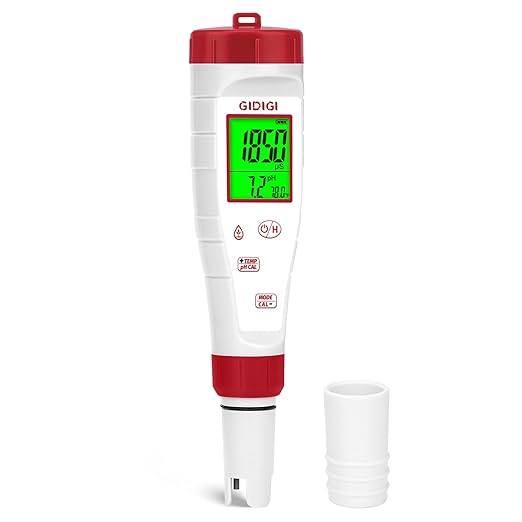 pH Tester,Digital pH Meter for Water,New Version TDS Meter for Drinking Water with Backlit Simultaneously Display 4 in 1 TDS pH EC Meter for Water Hydroponic Nutrient Solution,Pool,Home Use