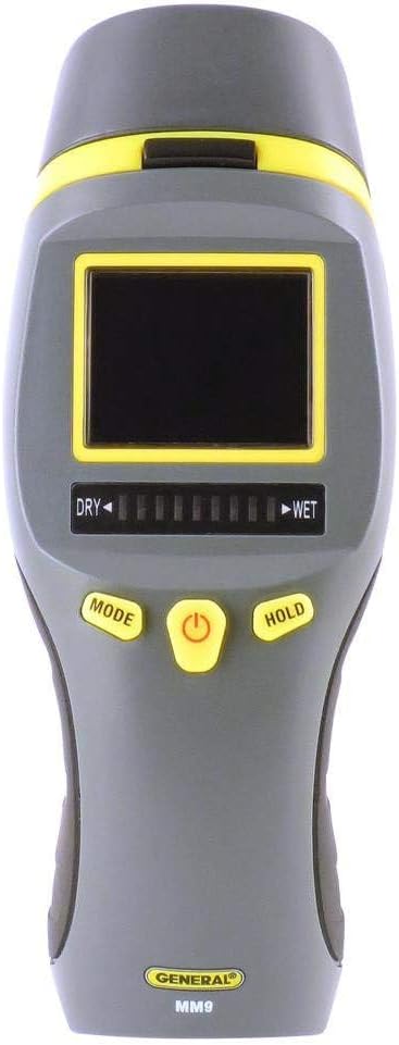 General Tools MM9 Pin & Pinless Moisture Meter – Dual Moisture Detector for Wood, Drywall & Building Materials – Digital Display, Scan & Pin Modes, Data Hold