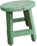 Wooden Stool Plant Stand Flowerpot Rack Round Rustic Small Display Stand Flower Shelf for Garden Office Table Home Decoration, Green