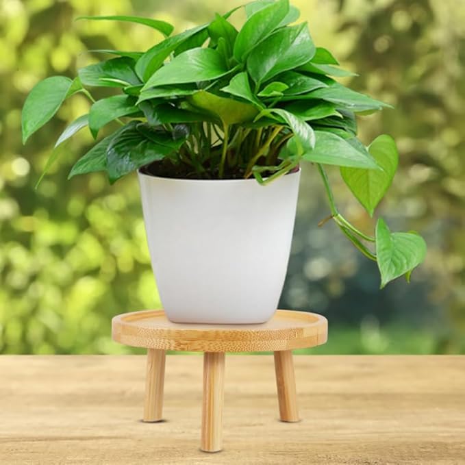 UPKOCH 2PCS Small Wooden Plant Stand Indoor Riser, Mid Modern Short Stool, Mini Wood Pedestal Base for Tabletop Corner Planter Desk Countertop