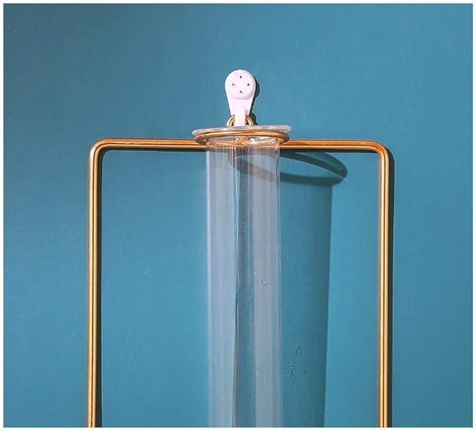 Nordic Wall Vase,Gold Geometric Vase Hanging Hydroponic Planter,Wall-Mounted Metal Glass Tube Bud Vase Decorative for Centerpieces Wedding Home Decor(Gold 1)