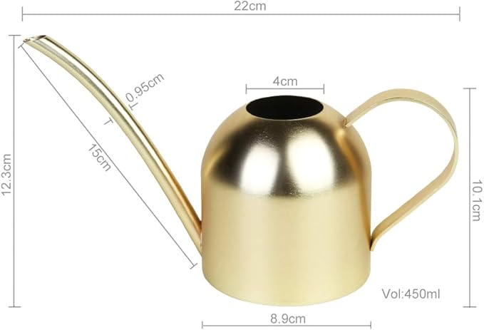 Stainless Steel Water Can for Indoor Plants and Garden (Gold 15 oz)